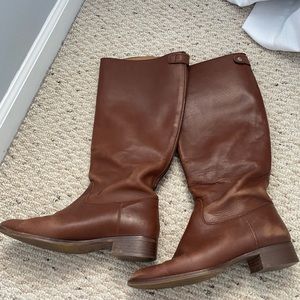 J Crew cognac tall riding boots wide calf